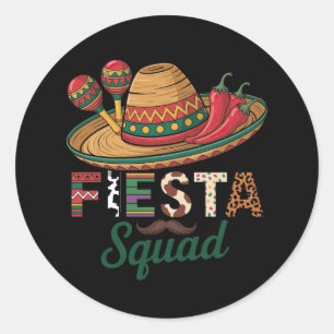Pegatina Redonda Vibraciones de Fiesta Cinco de Mayo – Celebra Mexi
