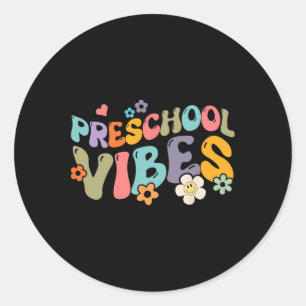Pegatina Redonda Vibraciones de Preescolar De Vuelta al Colegio Hol