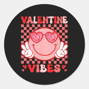 Pegatina Redonda Vibraciones de San Valentín Camisetas de hippies p