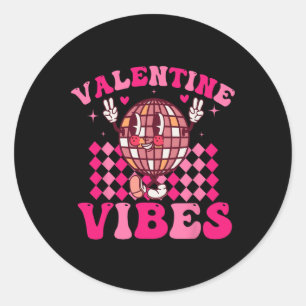 Pegatina Redonda Vibraciones de San Valentín de cuadros geniales Dí