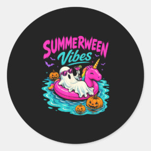 Pegatina Redonda Vibraciones de Summerween fantasma espeluznante un
