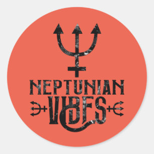 Pegatina Redonda Vibraciones Neptunianas Astrología Esotérica Zodía