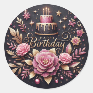 Pegatina Redonda Vibrant birthday sticker 