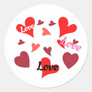 Pegatina Redonda Vibrant red hearts background