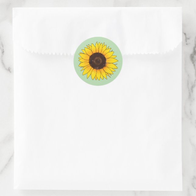 Pegatina Redonda Vibrant Yellow Sunflower Bloom (Bolso)