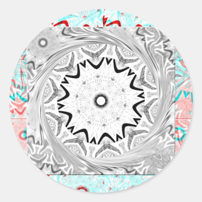 Pegatina Redonda Vibrante cultura africana: Una fusión rosa y cian (Anverso)