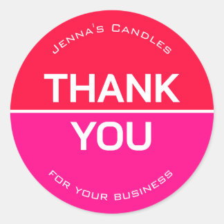 Pegatina Redonda Vibrante Neon Red Pink Company Nombre Gracias