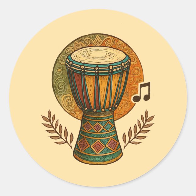 Pegatina Redonda Vibrante Ritmo Tribal (Anverso)