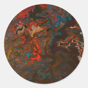 Pegatina Redonda Vibrante Rock Mineral Flow Paint Art