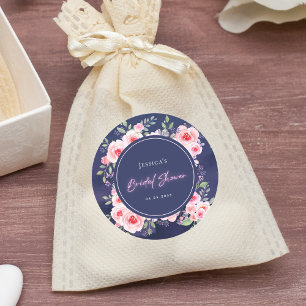 Pegatina Redonda Vibrante Rosa y Floral Neon Morado Despedida de So