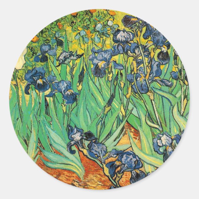 Pegatina Redonda Vicent van Gogh, Irises (Anverso)