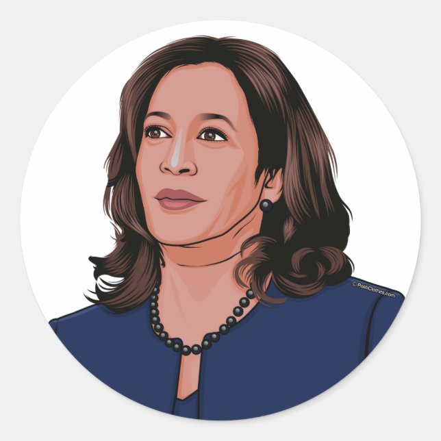 Pegatina Redonda Vicepresidente Kamala Harris (Anverso)