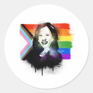 Pegatina Redonda Vicepresidente Kamala Harris Graffiti del Orgullo