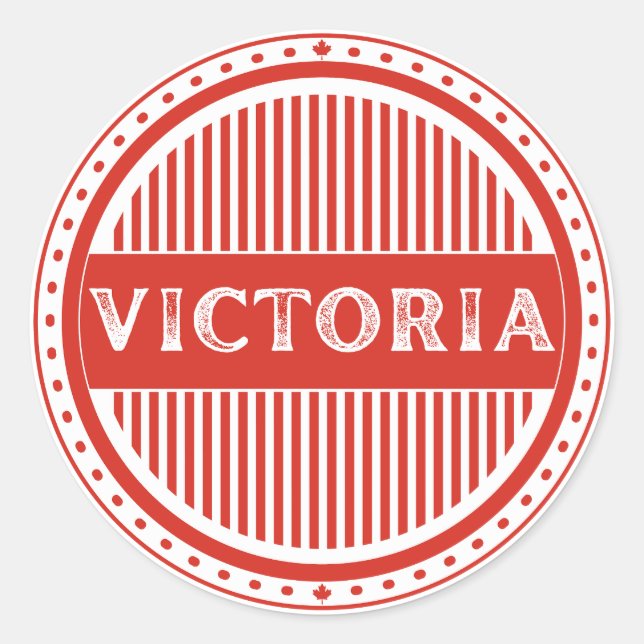 Pegatina Redonda Victoria City Pride Emblem – Canadian Identity (Anverso)
