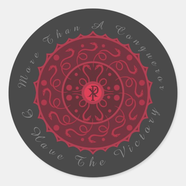 Pegatina Redonda Victoria cristiana (Anverso)