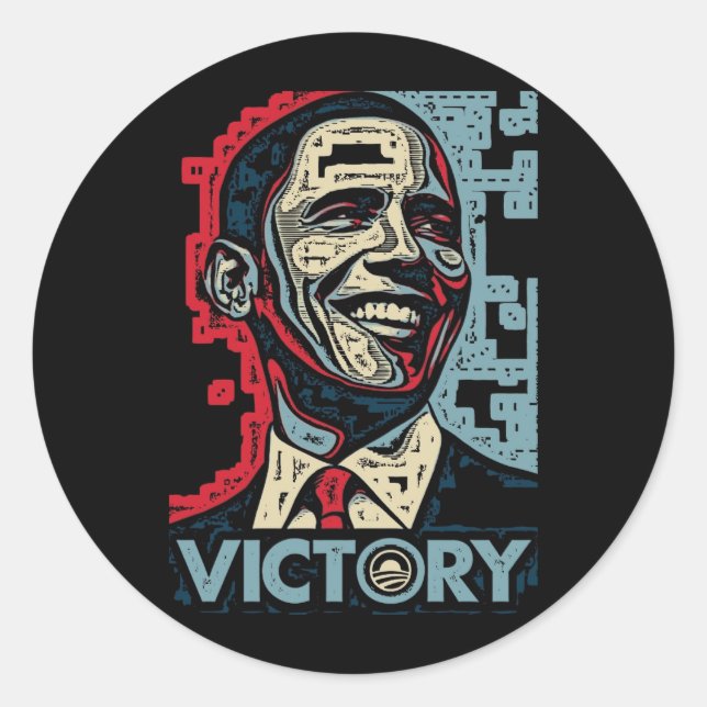 Pegatina Redonda Victoria de Obama (Anverso)