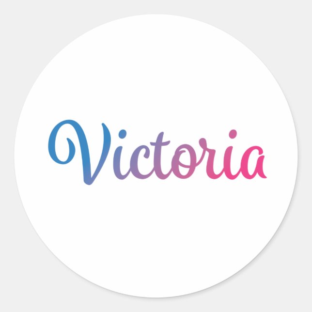 Pegatina Redonda Victoria Stylish Cursive (Anverso)