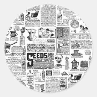 Pegatina Redonda victorian catalog black white antique toile