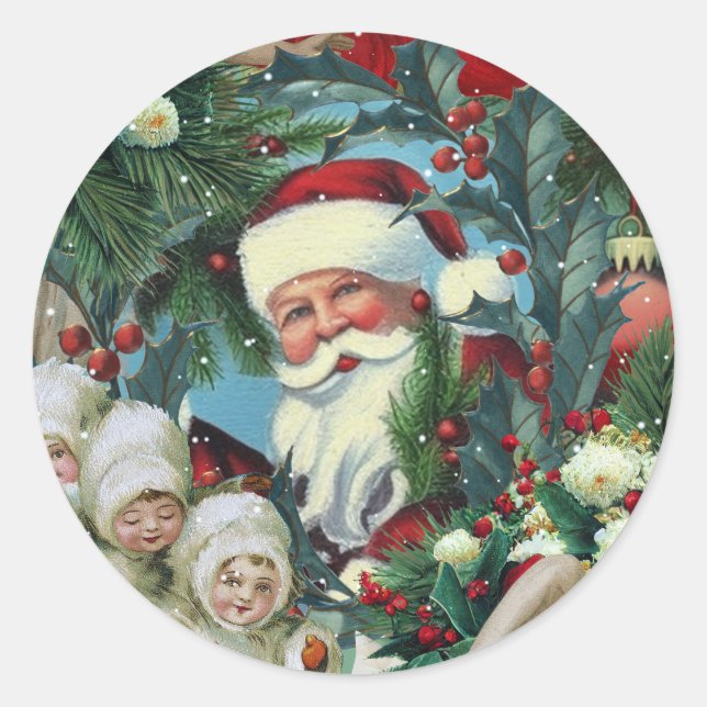 Pegatina Redonda Victorian Christmas Portrait (Anverso)