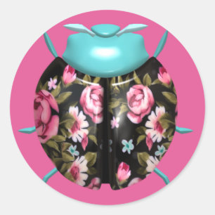 Pegatina Redonda Victoriana de la cacerola de la cacerola floral ro