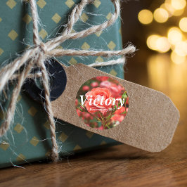 Pegatina Redonda Victory Deuteronomio 20:4 Verse Elegant Rosa