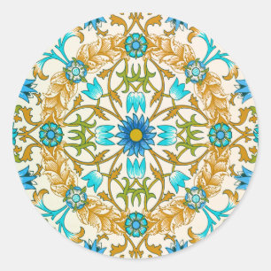 Pegatina Redonda Vid por William Morris, Arte Textil Vintage