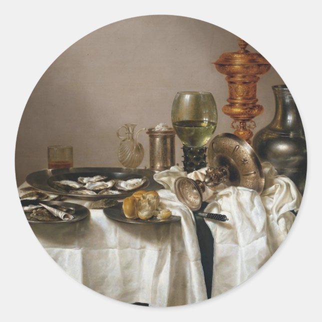 Pegatina Redonda Vida con goblet dorado - Willem Claesz. Heda (Anverso)