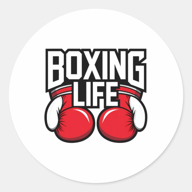 Pegatina Redonda Vida De Boxeo Para Boxeadores Profesionales Amateu (Anverso)