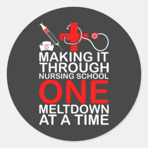 Pegatina Redonda Vida de Enfermería  Lograr el éxito a través de