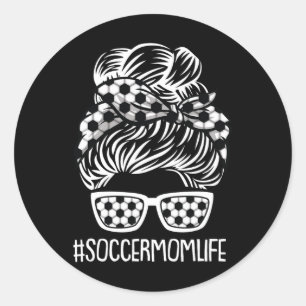 Pegatina Redonda Vida de mamá futbolera Día de las madres Amante de