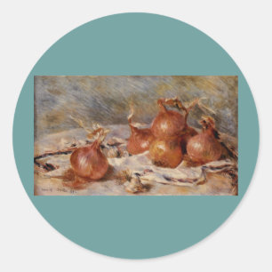 Pegatina Redonda Vida fija de Renoir con cebollas (1881)