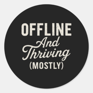 Pegatina Redonda Vida Offline Divertida Salud Mental