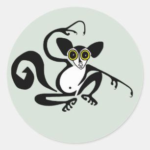 Pegatina Redonda Vida silvestre - AYE-AYE gráfico - Primado - Lemur