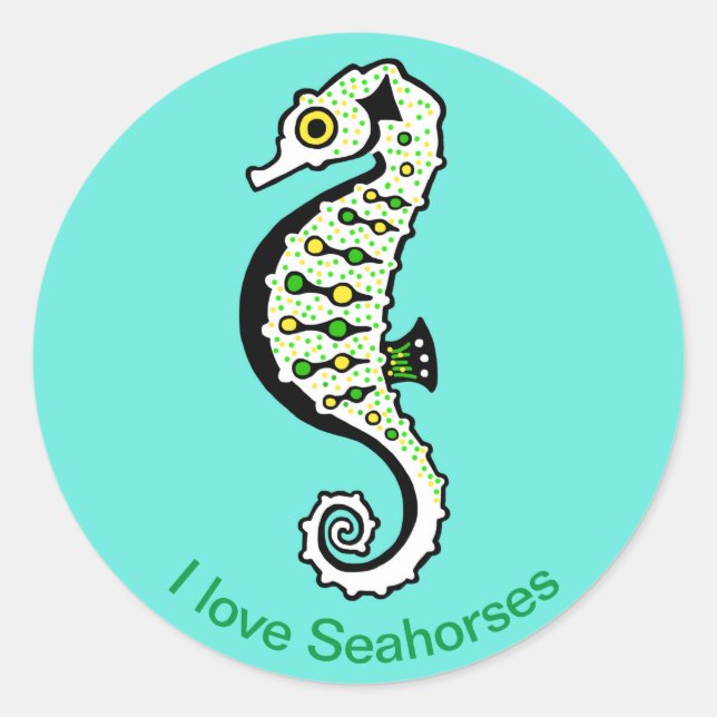 Pegatina Redonda Vida silvestre - Cute me encantan los SEAHORSES -  (Anverso)