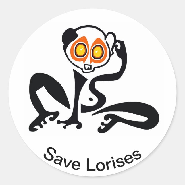 Pegatina Redonda Vida silvestre - Cute Save LORISES - Naturaleza -  (Anverso)
