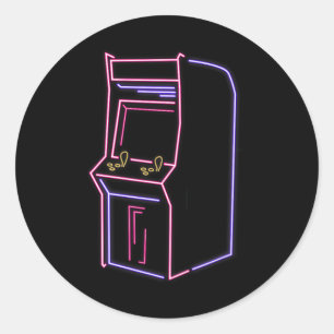Pegatina Redonda Video gamer Game Machine Vintage Retro de 80 años 