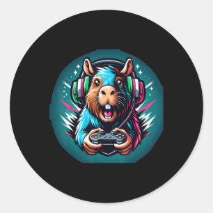 Pegatina Redonda Videojuego Capybara