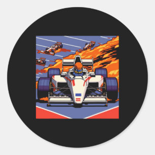 Pegatina Redonda Videojuego Car For Mechanic Sports Fan Retro 90s