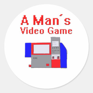 Pegatina Redonda Videojuego de Hombre