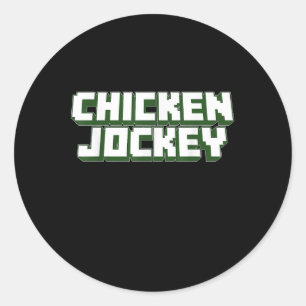 Pegatina Redonda Videojuego de jockey sobre pollo Disfraz de meme d