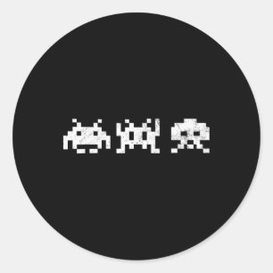 Pegatina Redonda Videojuego de los 80: Viejo juego de nostalgia ret