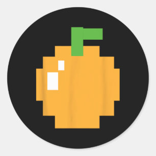 Pegatina Redonda Videojuego de retro arco de Pixel Naranja 80 Hallo