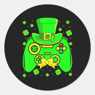 Pegatina Redonda Videojuego de St Patrick's Day Shamrock Matching M