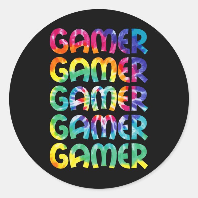 Pegatina Redonda Videojuego de videojuegos con estilo de tinte Tie  (Anverso)