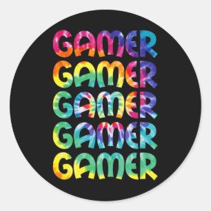 Pegatina Redonda Videojuego de videojuegos con estilo de tinte Tie