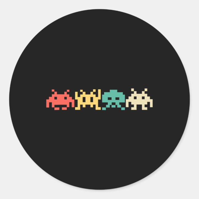 Pegatina Redonda Videojuego de vintage Retro Arcade 2 (Anverso)