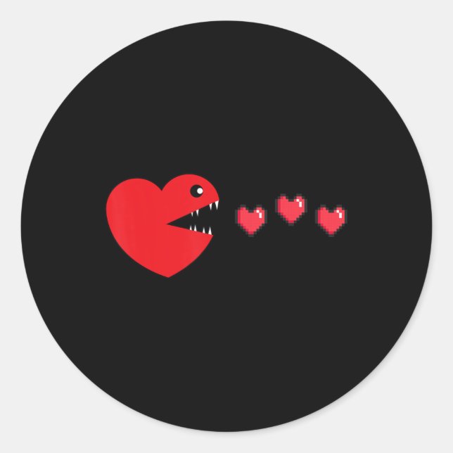 Pegatina Redonda Videojuego el día de San Valentín Valentine Gamer  (Anverso)
