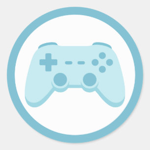 Pegatina Redonda Videojuego   Fiesta de jugadores   Controlador de 