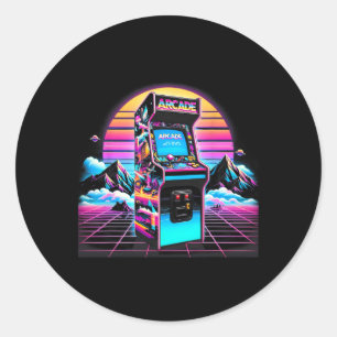 Pegatina Redonda Videojuego retro vintage de 70's 80s 90s Old Sc