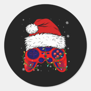 Pegatina Redonda Videojuego Santa Hat Navidades divertidos Pjs Enci